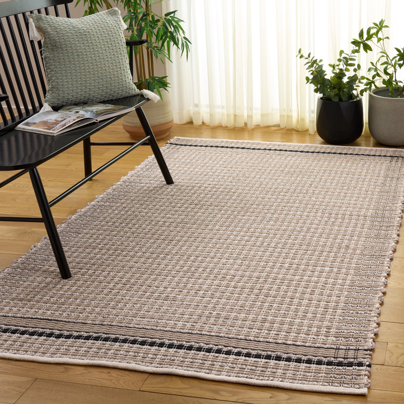 Alapaha Braided 763 Hand Woven Cotton Pile Striped Rug, Rectangle 5' x 8'