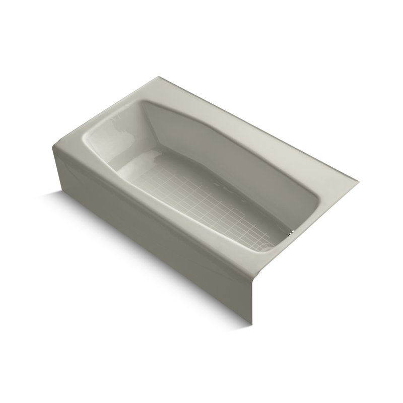 Villager Alcove 60" x 34" Alcove/Tile in Cast Iron Soaking Bathtub, Sandbar, Right