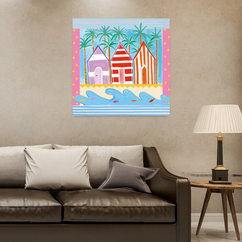 Art de cabane de plage côtier tropical, H 32 po x l 32 po