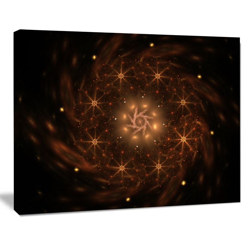 Large Rounded Brown Fractal Flower Graphic Art on Wrapped Canvas, 30" H x 40" W x 1" D