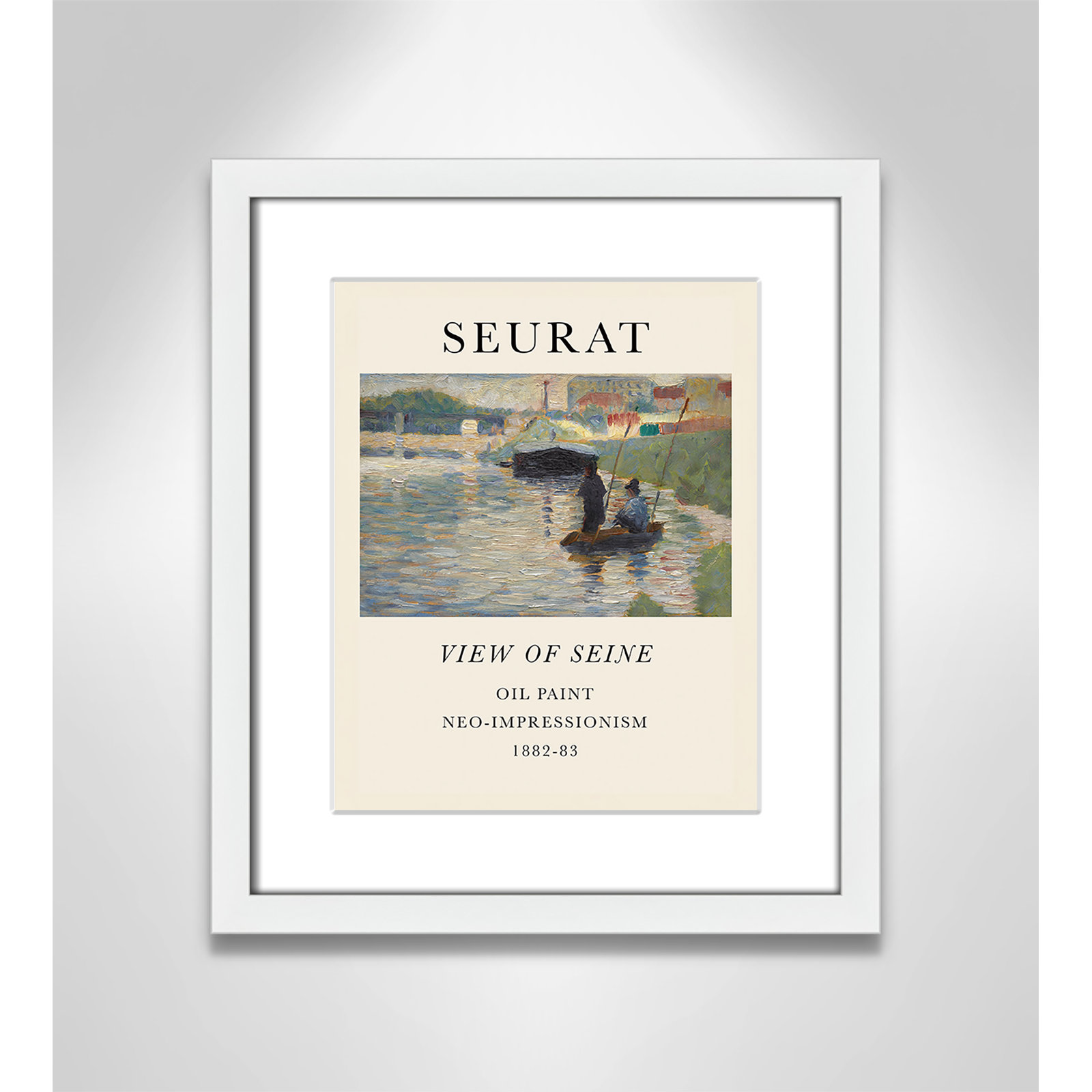 View Of Seine by Georges Seurat, Yes, 15" H x 13" W x 1.25" D, White Single Picture Frame