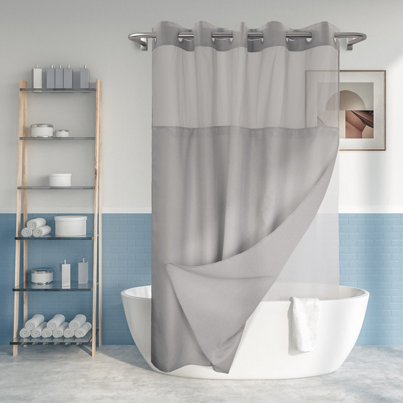 Ensemble de rideau de douche Bartek, Gris, H 77 po x l 71 po