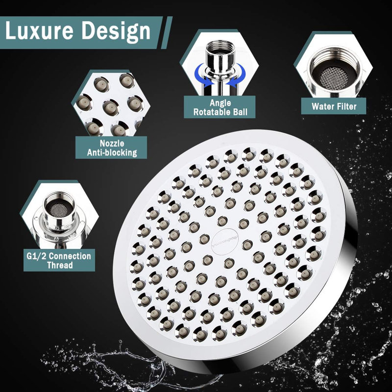 6-Setting High-Pressure Handheld Shower Head With Wall & Overhead Brackets - 2.5 GPM, Polished Chrome