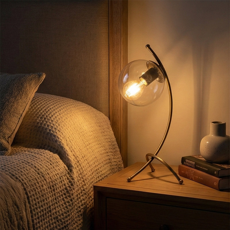 Lampe globe en verre orbitale, Rétro, Transparent