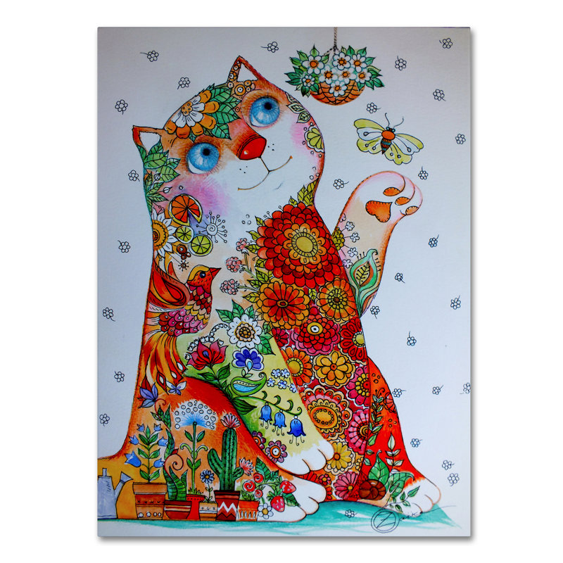 «Bucolique chat» par Oxana Ziaka, impression sur toile tendue, H 47 po x l 35 po