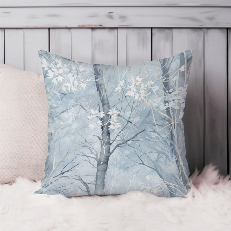 Holiday Blue Winter Forest Trees I Modern, 18"H x 18"W