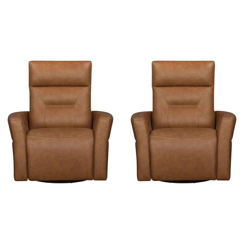 Ashley Power Swivel Glider Recliner P2 Two Pack, Vintage Caramel