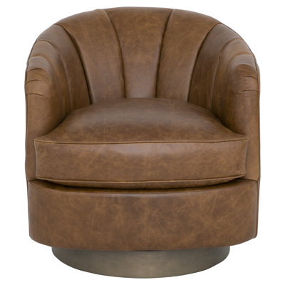 Tipsy Leather Swivel Barrel Chair