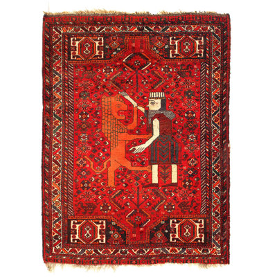 Rust Persian Antique Qashgaei Rug 3'11"x5'1"