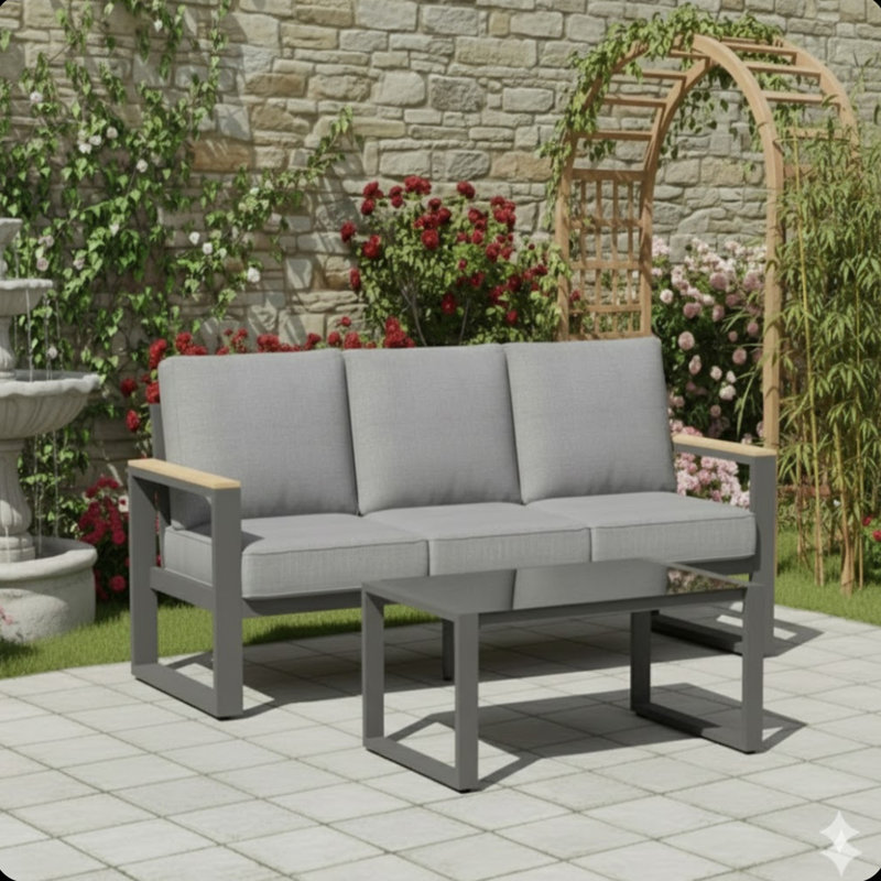 Ensemble de canapé d'extérieur 2 pièces 3 pièces, Gris