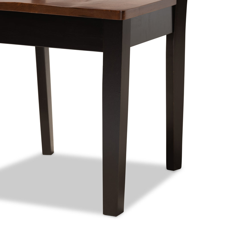 6 - Person Four Leg Dining Set, Dark Brown, Dark Brown/Walnut Brown