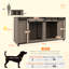 Table de bout pour chien avec cage amovible et cloison amovible pour chien 71 po avec rangement et portes doubles, finition noyer