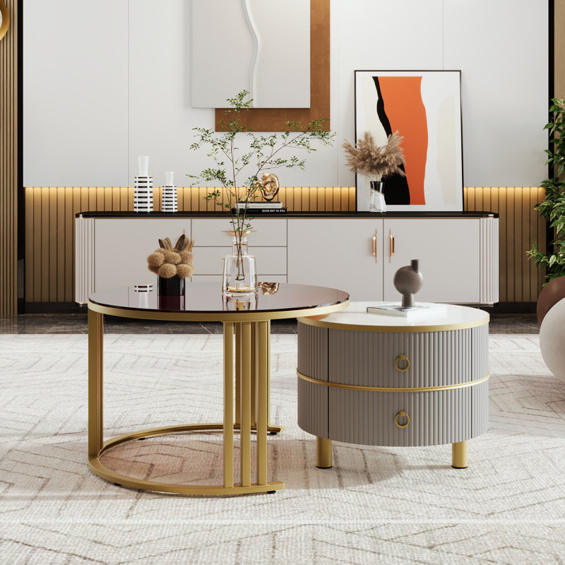 Coffee Table with Storage, Grey