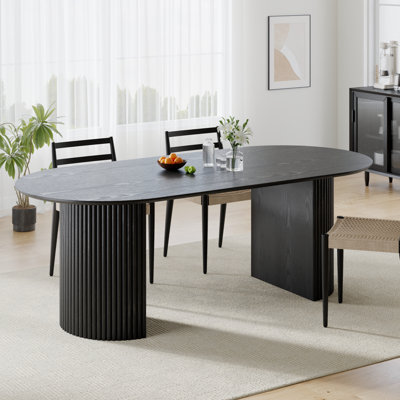 79" Oval Dining Table for 6-8 Solid Oak Wood with Curved Legs suitable  Dining Room or Kitchen Table
