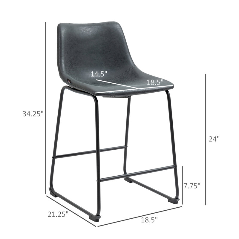 Shaquan Upholstered Counter Stool with Metal Frame, Black