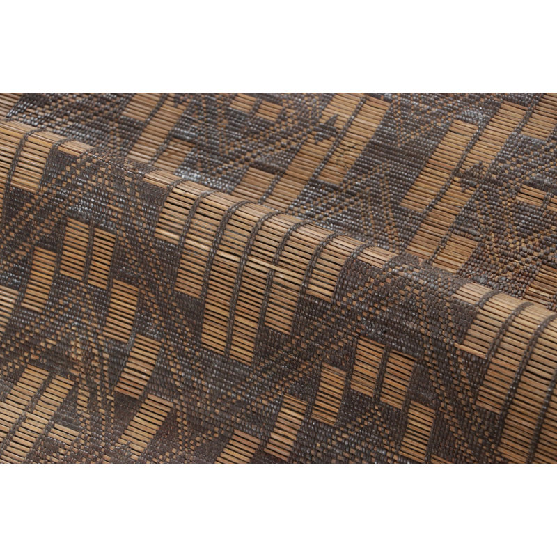 Vintage Tuareg Mat In Brown And Beige With Diamond Geometric Patterns