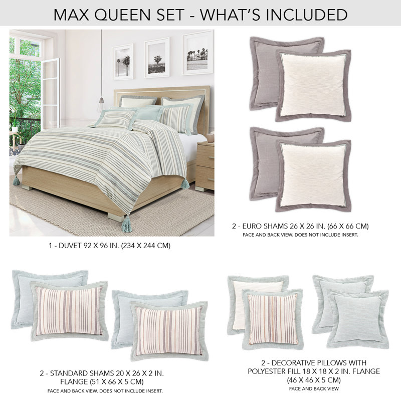 Max Duvet Set - Natural, Queen Duvet Cover + 4 Shams + 2 Pillows