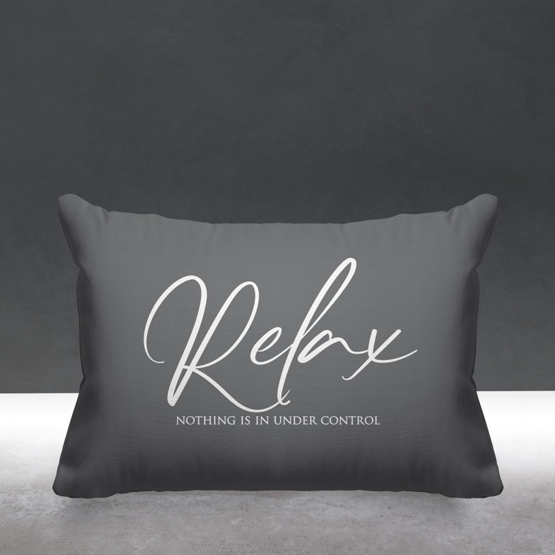 Housse et insert de coussin rectangulaire Aspire Relax Rien n'est sous contrôle, gris