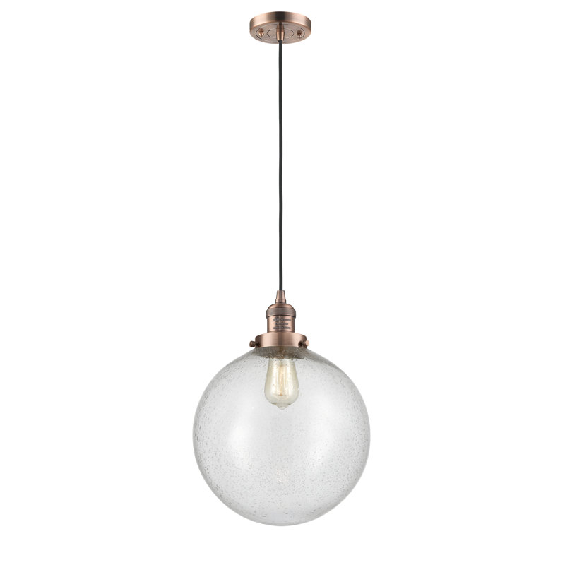 Luminaire sphère suspendu 1 lumières simple Lorene, Grainé, Cuivre antique, Ampoule non incluse