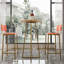 Ensemble de table et chaises de bar, ensemble de trois pièces, structure dorée, coussins et dossiers de siège en éponge, table de bar avec rangement-1004737200