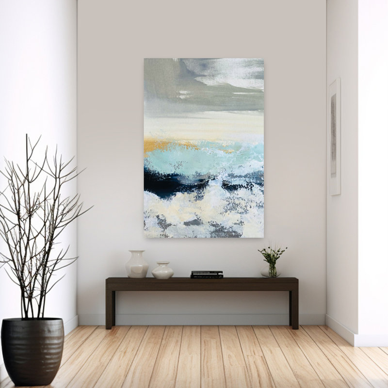 Art mural abstrait bord de mer «Whispering Tide», H 60 po x l 40 po