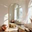 Très grand miroir de plancher arqué sans cadre pleine longueur avec support, miroir mural ou incliné pour chambre à coucher, salle de gym à domicile, salon, entrée-293024600-293024603
