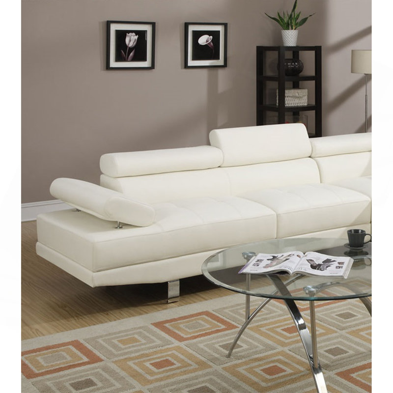 Canapé modulaire en similicuir blanc