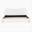 Sleek White Boucle Upholstered Bed with Wavy Headboard & Vertical Stitching, King