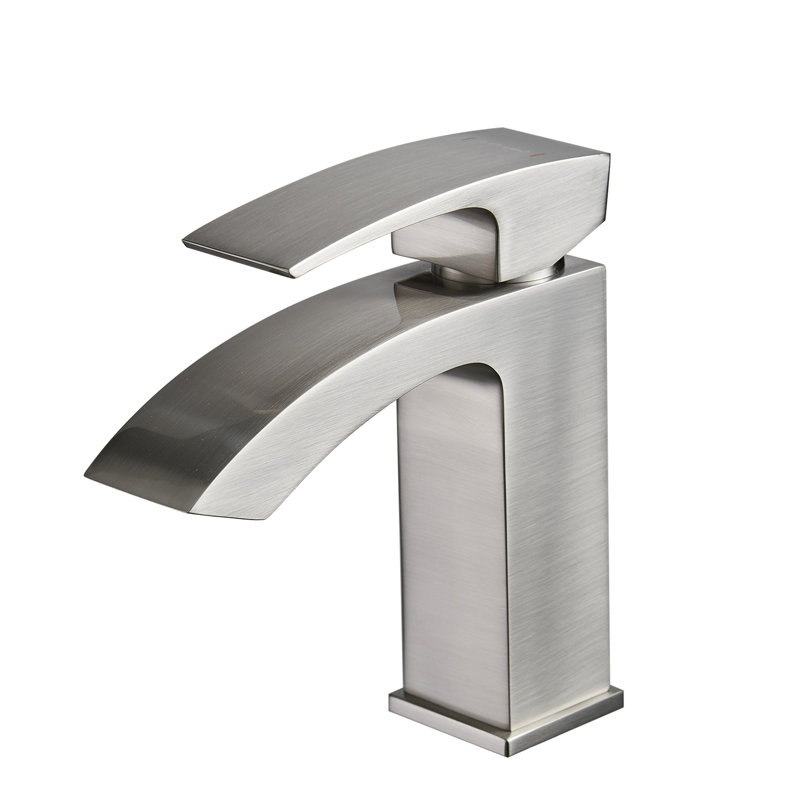 Robinet de salle de bain en nickel brossé - Lavabo à fixation sur comptoir à une poignée pour lavabo contemporain avec valve à cartouche