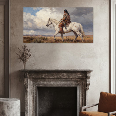 Grande art mural en toile Crosslin - Serre à cheval, décoration murale de photo indienne, peinture d'art pour la maison et le bureau, toile tendue avec cadre en pin, 24 po x 48 po