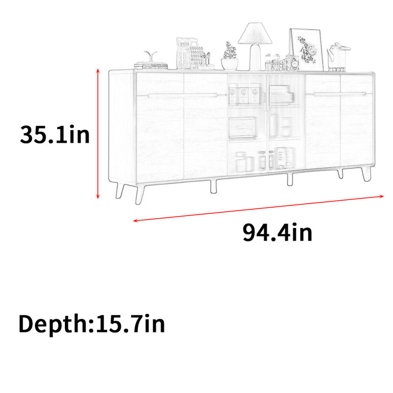 Searcy, 35.1" H x 94.4" W x 15.7" D