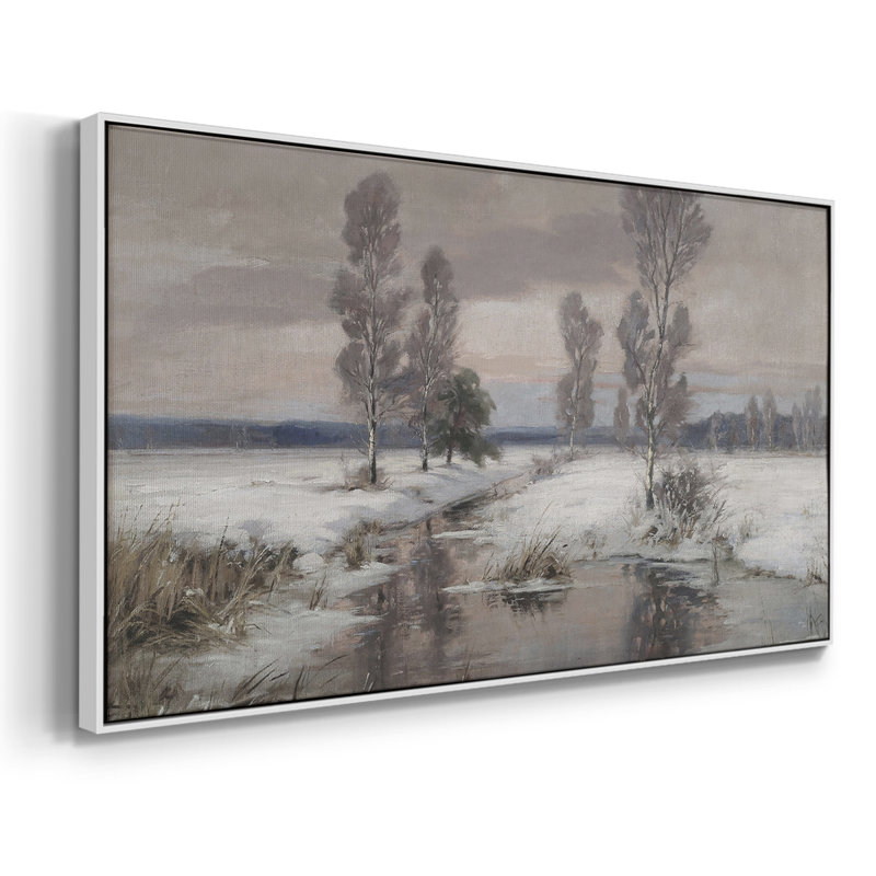 Série paysage - Dxii - Toile tendue avec châssis encadré - Prêt à être accroché, H 21 po x l 41 po, Blanc
