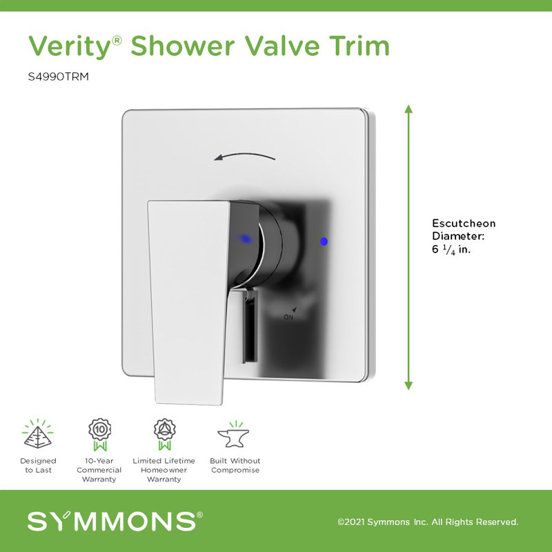 Verity Shower Valve Trim Kit, Polished Chrome