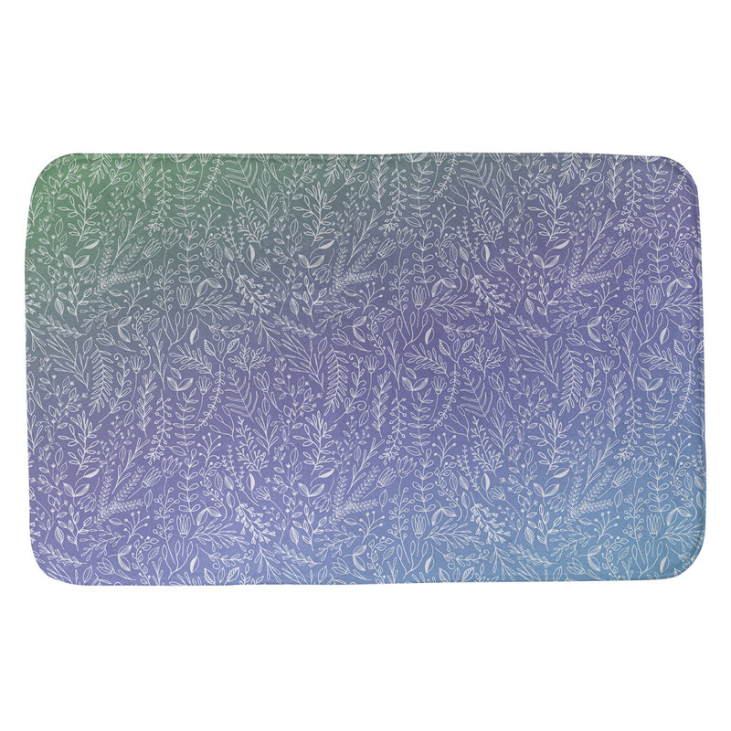 Tapis pour salle de bain floral ditsy Leffel, l 17 po x L 24 po, Bleu ciel /Sarcelle