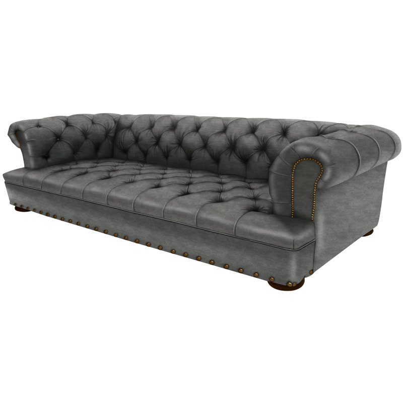 Leather Sofa, French Dark Walnut, 109-12, Croc Gator Brown