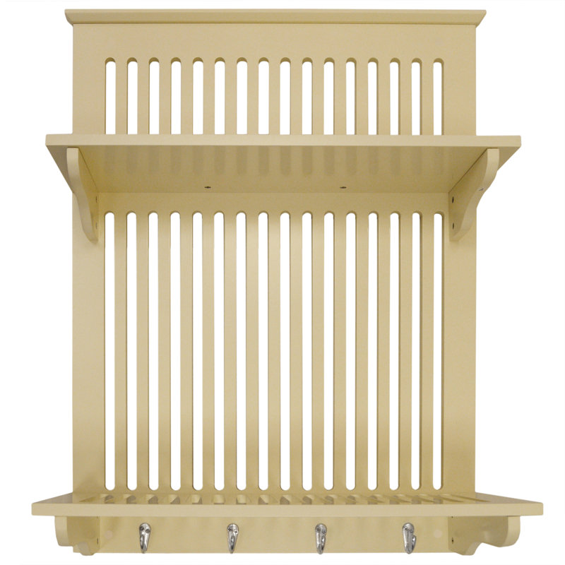 Wood Rectangle Wall Mounted Pot Rack, Buttermilk