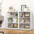 3 Tier Small Bookcase, Metal Bookcase with 2 Adjustable Shelves, White Display Storage Shelves for Home Office, Living Room-1543171967-1543171965