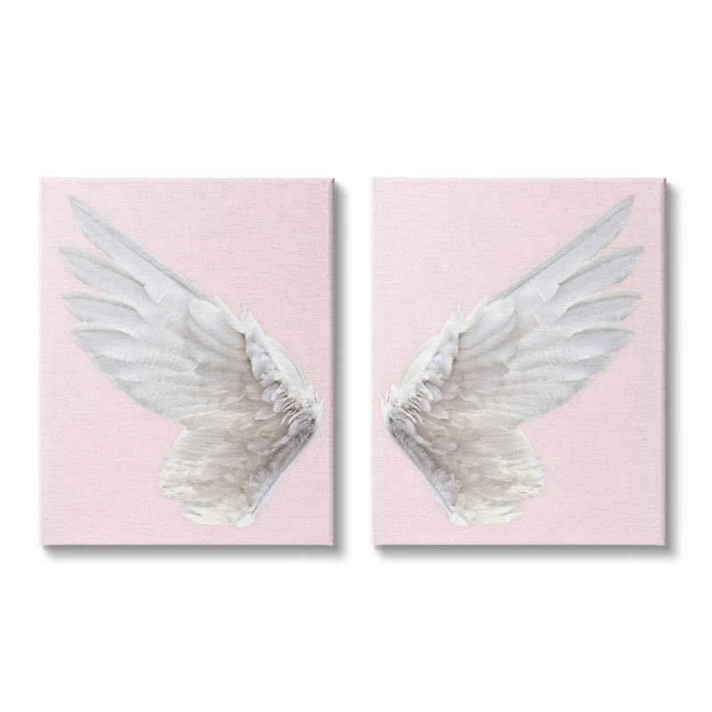 "Pink Wings", ensemble de 2 toiles tendues, H 16 po x l 20 po x P 1,5 po, Toile