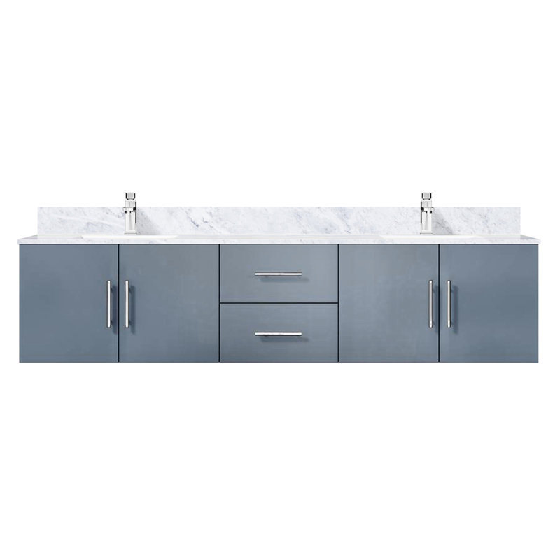 80 po De salle de bain gris foncé avec comptoir en marbre et robinet - installation de salle de bain 80 "Smooth Solution