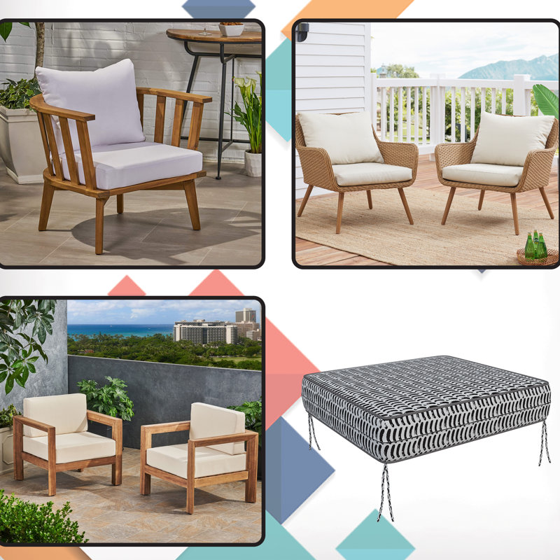 Outdoor Square Printed Cushion Cover, Decorative Cushion Sofa Cover With Piping, 5" H x 21" W x 21" D