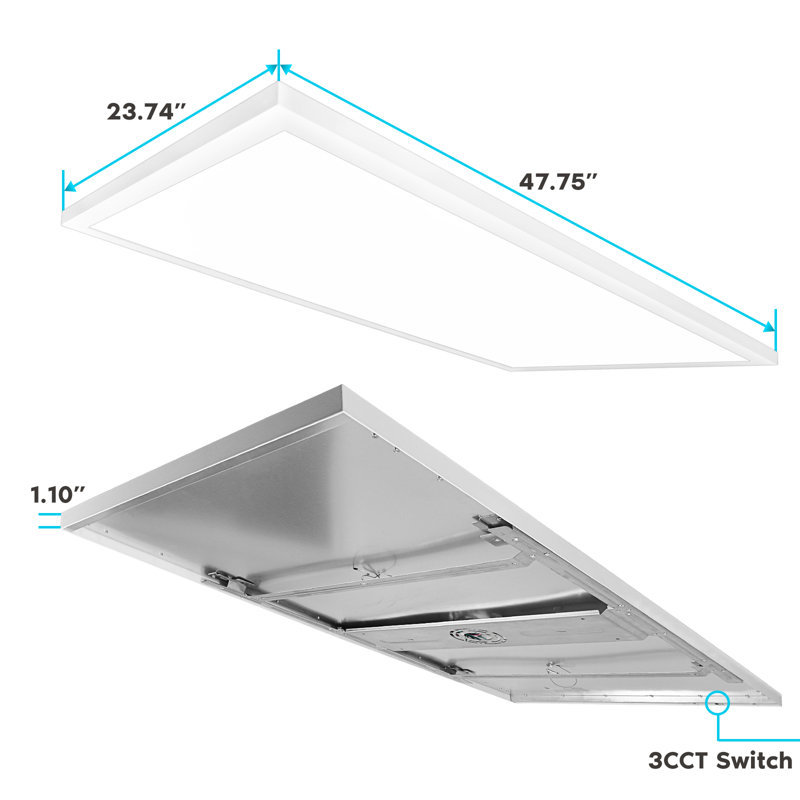 2x4 FT Surface Mount LED Flat Panel 3 Color Selectable 5000 Lm 0-10V Dimmable 120-277V Damp Rated