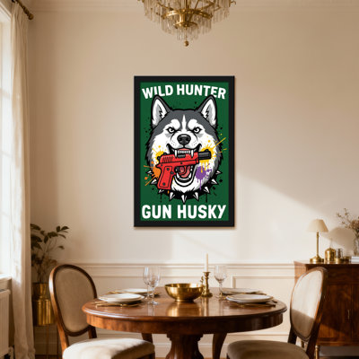 Animals Wild Hunter Gun Husky Dog With Pistol