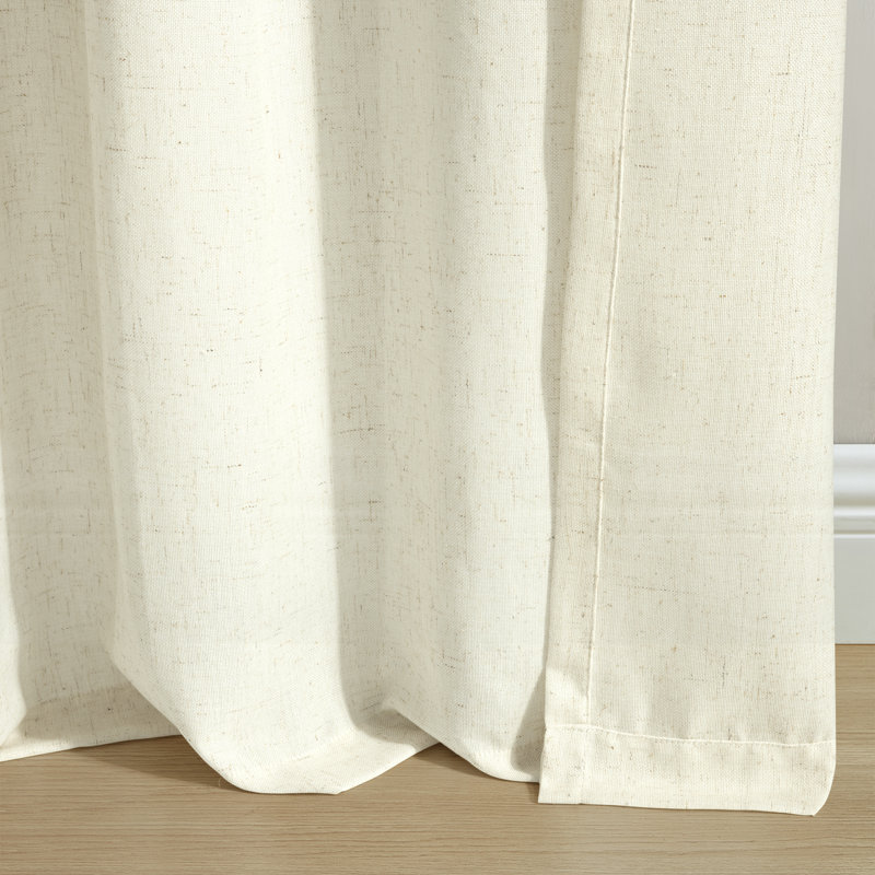 Rideaux en lin semi-transparents Dines avec pattes arrière et nœuds, 2 panneaux