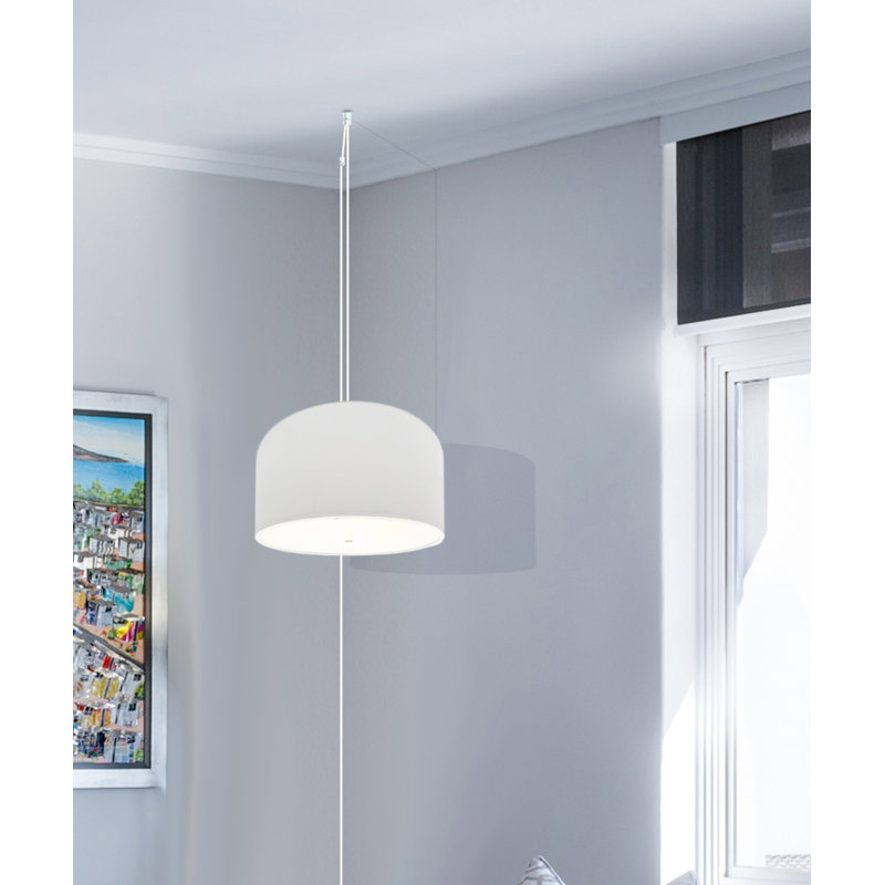 2 - Light Drum Pendant, White, White