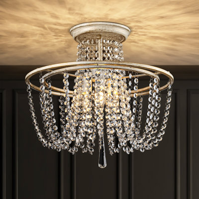 3-Light Modern Dimmable Crystal Semi-Flush Mount
