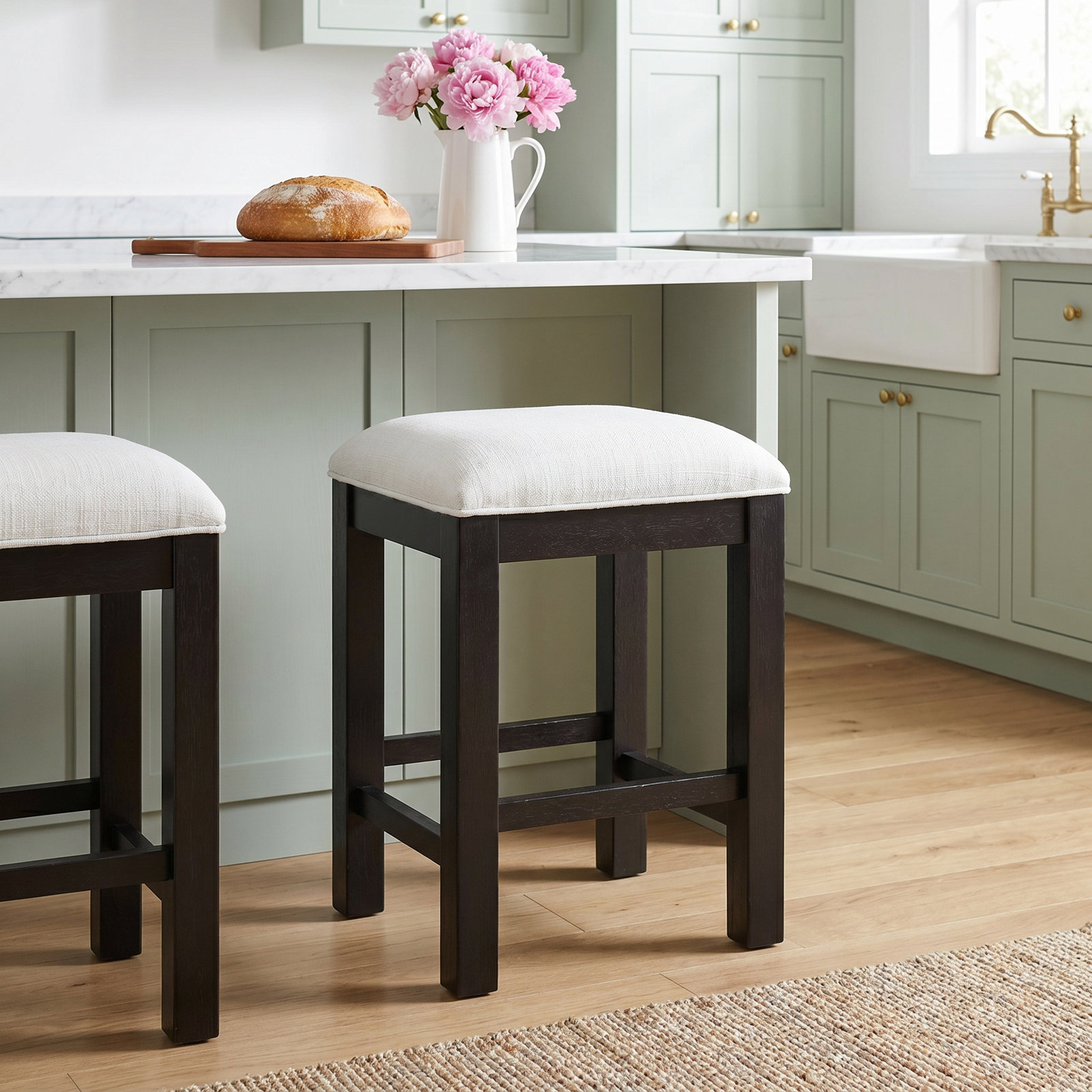 Mya Upholstered Counter Stool, Black