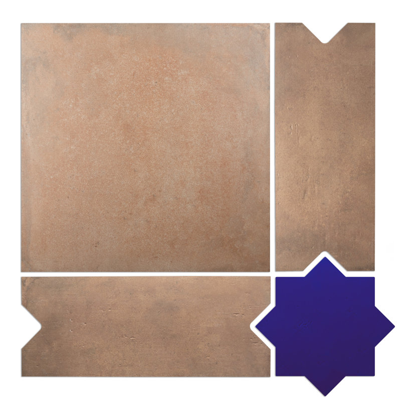 Argile Bordeaux 24-5/8 In. X 24-5/8 In. Porcelain Floor And Wall Tile Kit, Brown/Blue