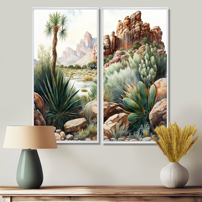 Arizona Desert Cactus II - Paysages, décoration murale occidentale, 2 pièces