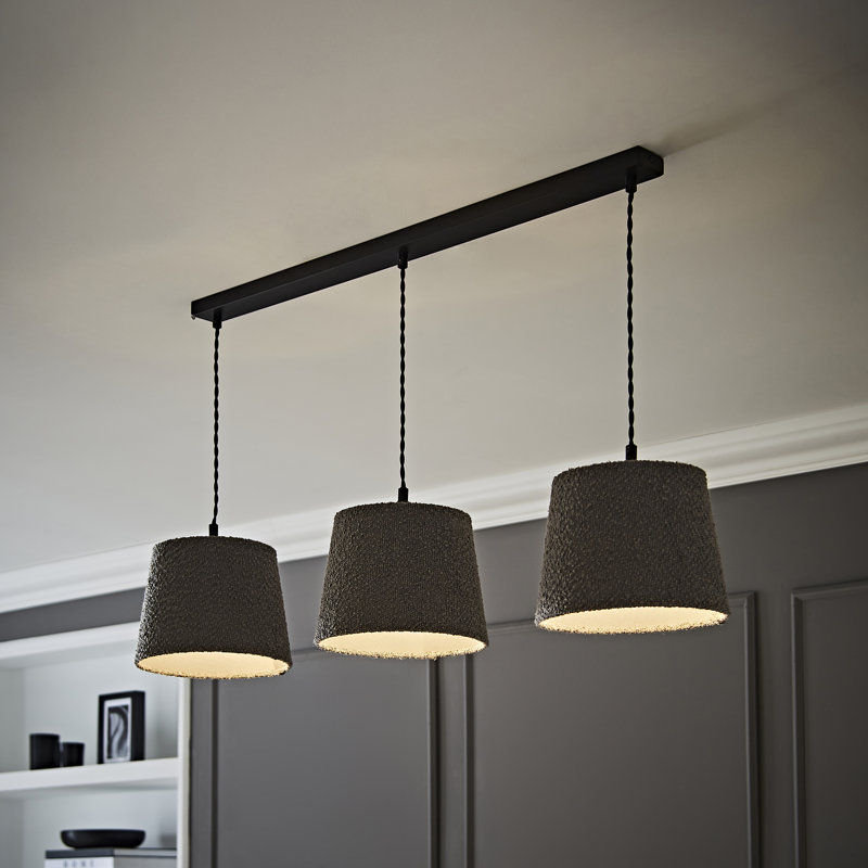 3 - Light Matte Black Pendant, Grey