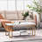 39.37in White Marble-look Density Board Tabletop Gold-painted Iron Frame Rectangular Double-layer Coffee Table 